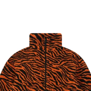 Balenciaga Tiger Stripe Teddy Fleece Zip-Up Jacket