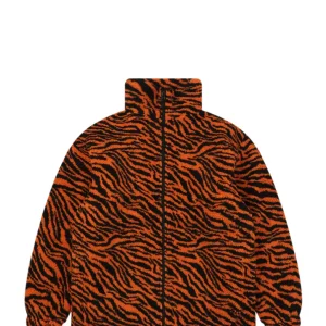 Balenciaga Tiger Stripe Teddy Fleece Zip-Up Jacket