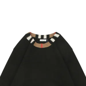 Burberry Check Ribbed Crewneck Sweater Black