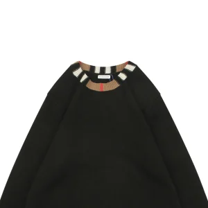 Burberry Check Ribbed Crewneck Sweater Black