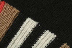 Burberry Check Ribbed Crewneck Sweater Black