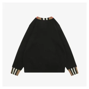 Burberry Check Ribbed Crewneck Sweater Black Back view