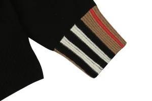 Burberry Check Ribbed Crewneck Sweater Black Cuff