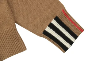 Burberry Check Ribbed Crewneck Sweater Brown Cuff