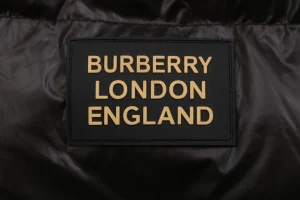 Burberry Matte Hooded Down with Arm Patch Jacket #2505 Black Brand label
