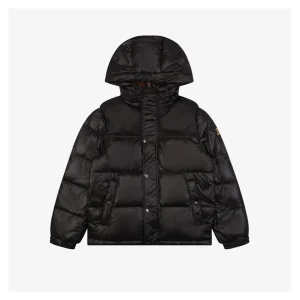 Burberry Matte Hooded Down with Arm Patch Jacket #2505 Black Front view