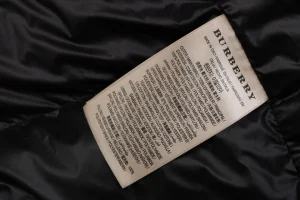 Burberry Matte Hooded Down with Arm Patch Jacket #2505 Black Wash label