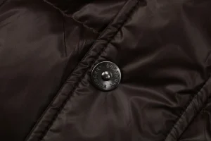 Burberry Matte Hooded Down with Arm Patch Jacket #2505 Brown Button