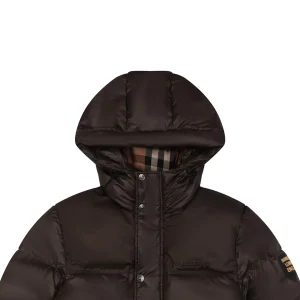 Burberry Matte Hooded Down with Arm Patch Jacket #2505 Brown