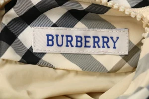 Burberry Script Logo Check Reversible Down Jacket Brand label