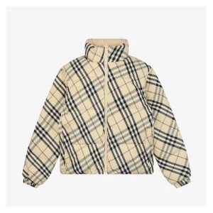 Burberry Script Logo Check Reversible Down Jacket Front view