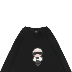 F Karl Lagerfeld Patch Embroidered Crewneck Sweatshirt Black