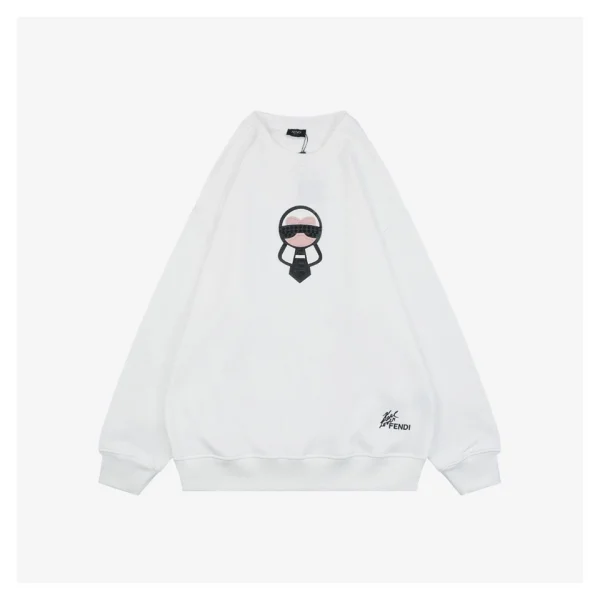 F Karl Lagerfeld Patch Embroidered Crewneck Sweatshirt White Front view