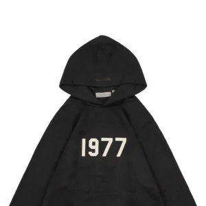 Fear Of God Essentials 1977 Flocked Hoodie Knit Sweater Black