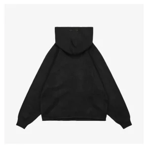 Fear Of God Essentials 1977 Flocked Hoodie Knit Sweater Black Back view
