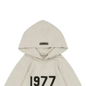 Fear Of God Essentials 1977 Flocked Hoodie Knit Sweater Beige