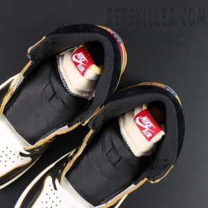 Top view of inner lining and Nike Air tongue tag – Fragment x Union LA AJ1