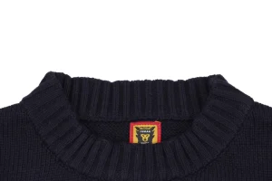 Human Made Dog Graphic Jacquard Crewneck Knit Sweater Navy Collar