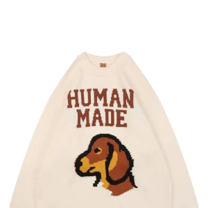 Human Made Dog Graphic Jacquard Crewneck Knit Sweater White