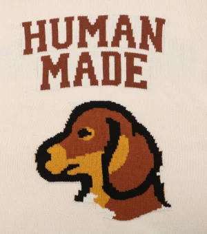 Human Made Dog Graphic Jacquard Crewneck Knit Sweater White Print