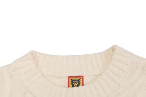 Human Made Dog Graphic Jacquard Crewneck Knit Sweater White Collar