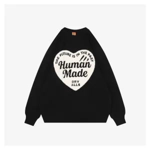 Human Made Heart HM Letter Knit Sweater Black Front view