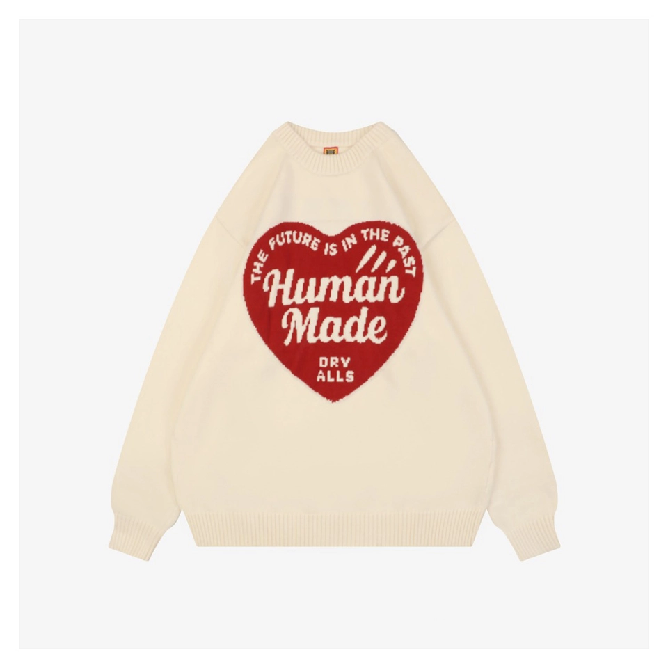 Human Made Heart HM Letter Knit Sweater White Front view