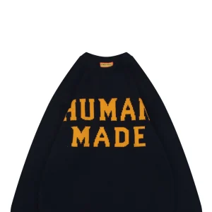 Human Made Polar Bear Intarsia Crewneck Sweater Navy