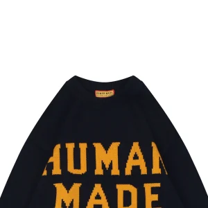 Human Made Polar Bear Intarsia Crewneck Sweater Navy