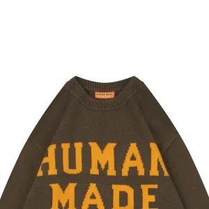 Human Made Polar Bear Intarsia Crewneck Sweater Brown