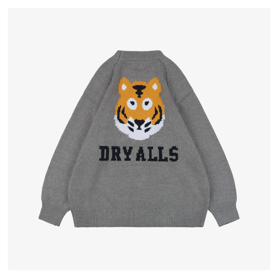 Human Made Tiger Graphic Jacquard Knit Sweater Grey Back view