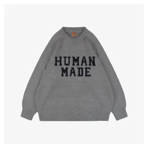 Human Made Tiger Graphic Jacquard Knit Sweater Grey Front view