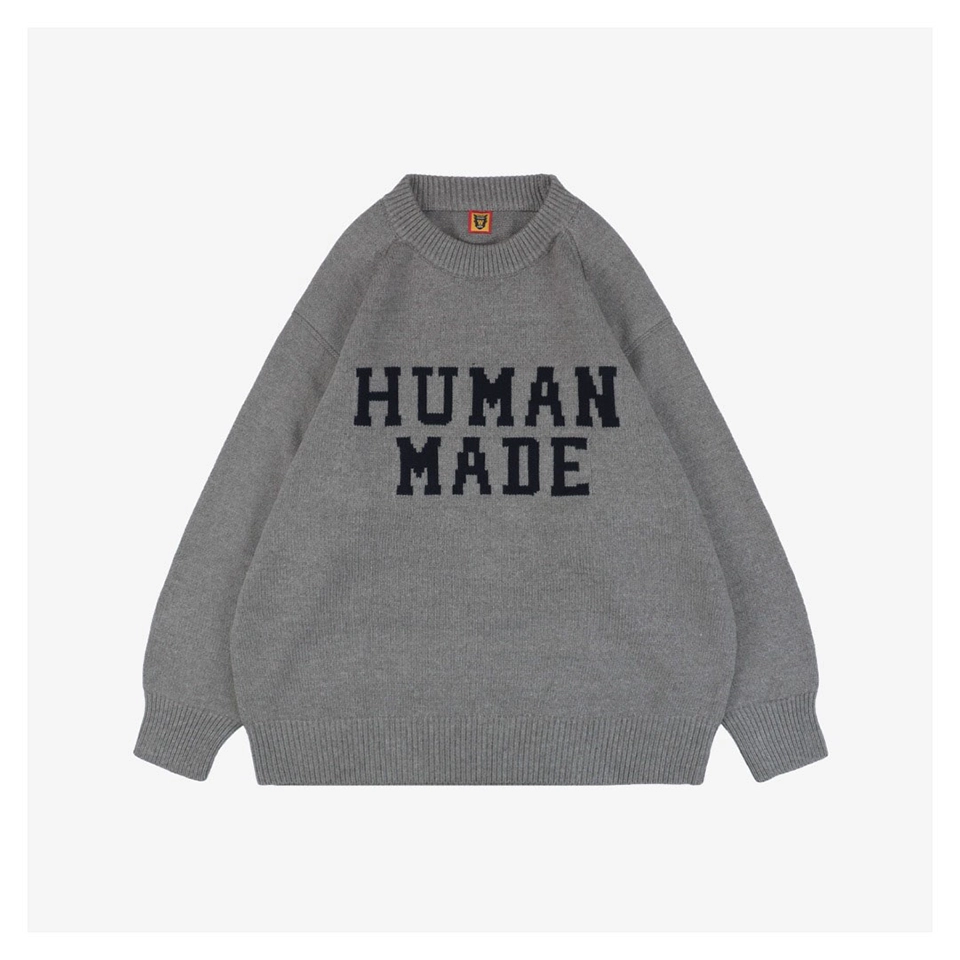 Human Made Tiger Graphic Jacquard Knit Sweater Grey Front view