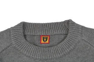 Human Made Tiger Graphic Jacquard Knit Sweater Grey Collar