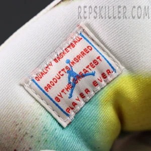 Air Jordan 11 Retro “285” inner tag close-up with “Quality Basketball Products Inspired” text