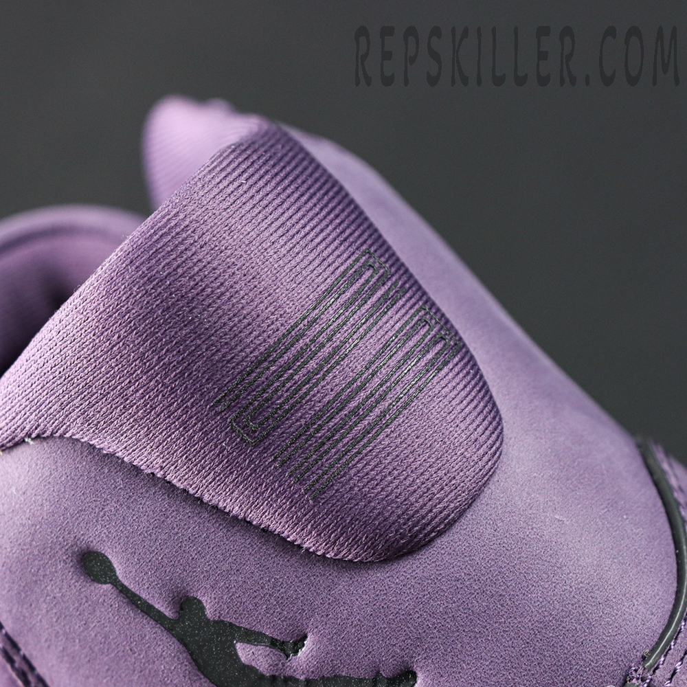 Close-up of heel tab with embossed 23 branding on Air Jordan 11 ‘Mojave’