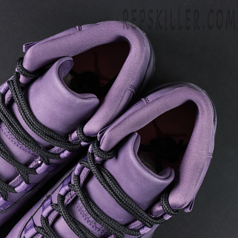 Top-down view of the Jordan 11 Retro ‘Mojave’ showcasing padded collar and black rope laces.