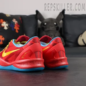 Back angle of Kobe 8 Protro Year of the Horse with red heel detailing and gold Kobe signature.