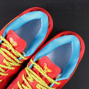Inside collar and insole view of Kobe 8 Protro Year of the Horse with blue cushioning lining and embossed Kobe logo.