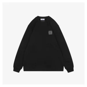 L Anagram Embroidered Cotton Sweatshirt Black Front view