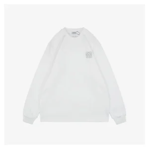L Anagram Embroidered Cotton Sweatshirt White Front view