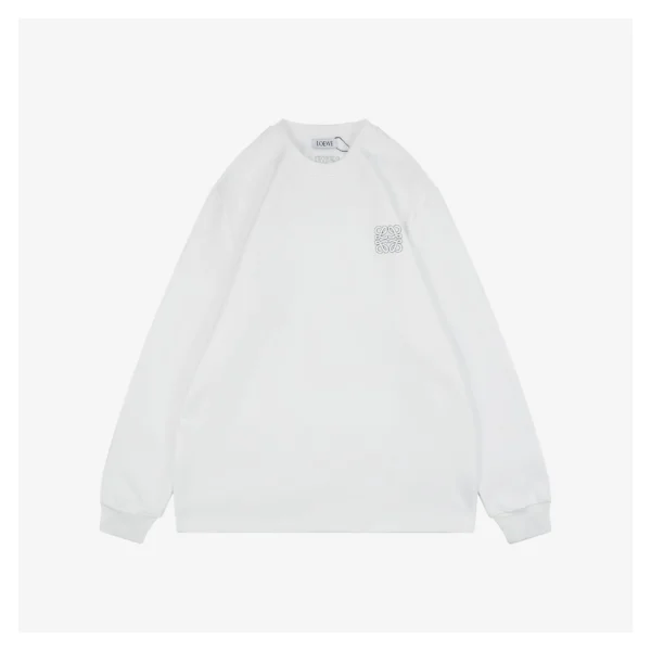 L Anagram Embroidered Cotton Sweatshirt White Front view