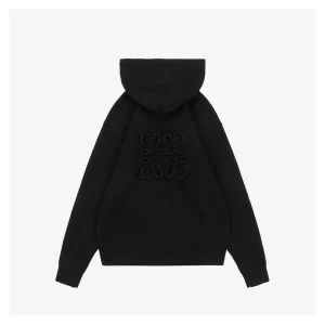 L Back Embossed Anagram Wool Hoodie Jacket Back view