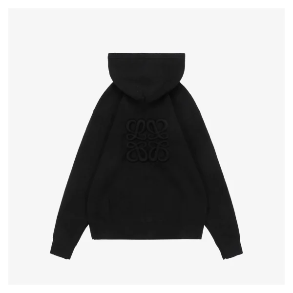L Back Embossed Anagram Wool Hoodie Jacket Back view