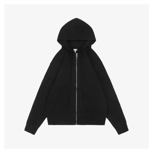 L Back Embossed Anagram Wool Hoodie Jacket Front view