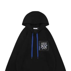 L ON Logo Patch Pocket Hoodie Black