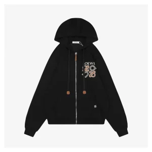 L x ON Logo Hooded Jacket Black Front view