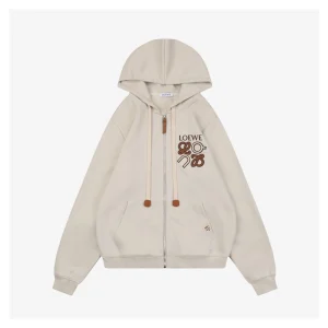 L x ON Logo Hooded Jacket Beige Front view