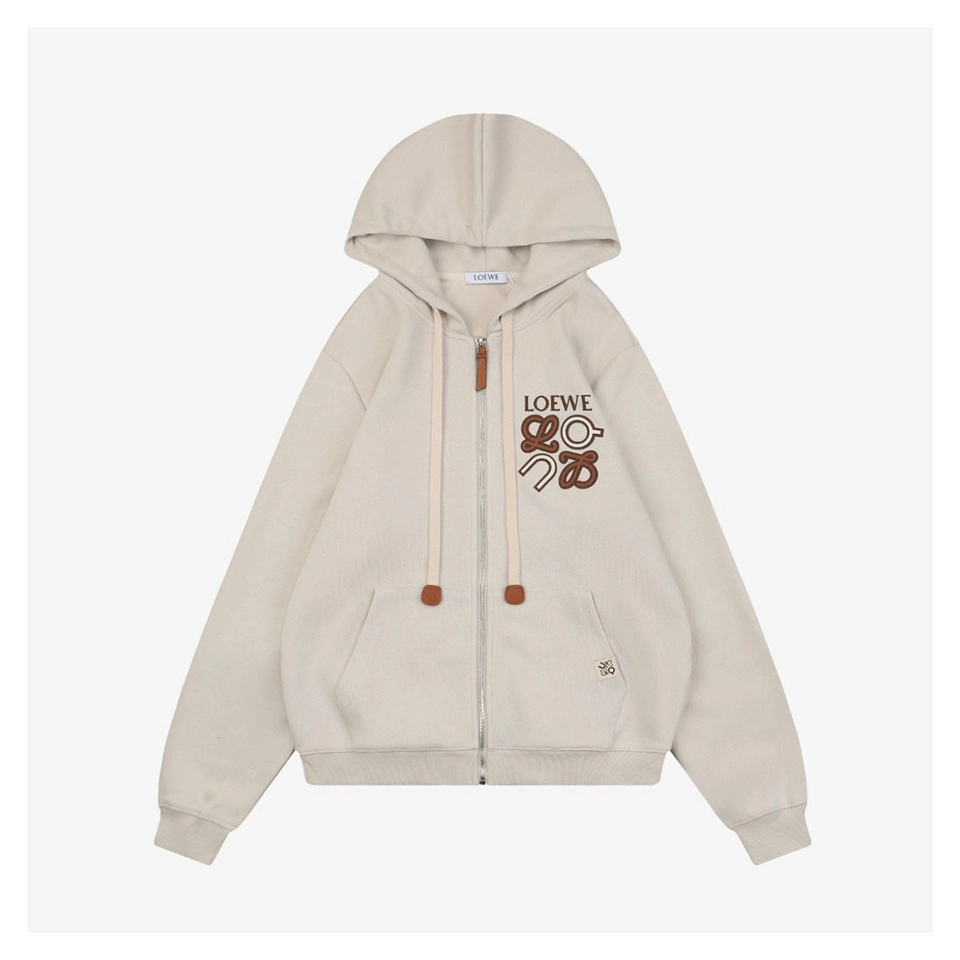 L x ON Logo Hooded Jacket Beige Front view