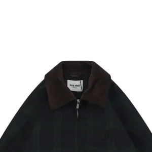 MM Dark Green Plaid Quilted Padded Jacket